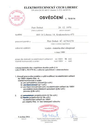 certifikát